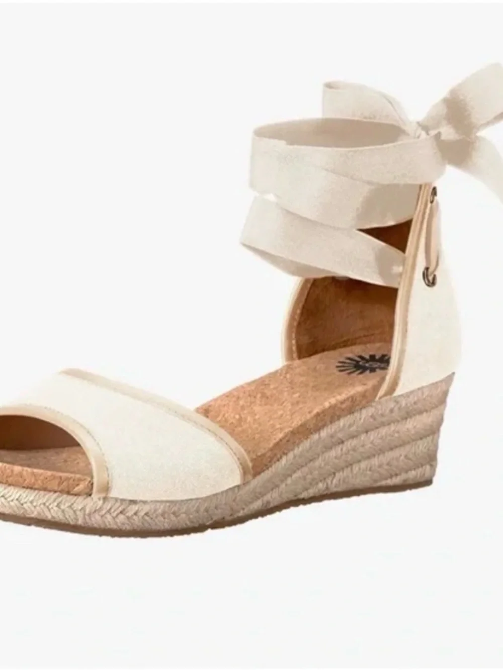 Ugg Amell Australia canvas open toed Jute Wedge Sandals with Ankle Tie